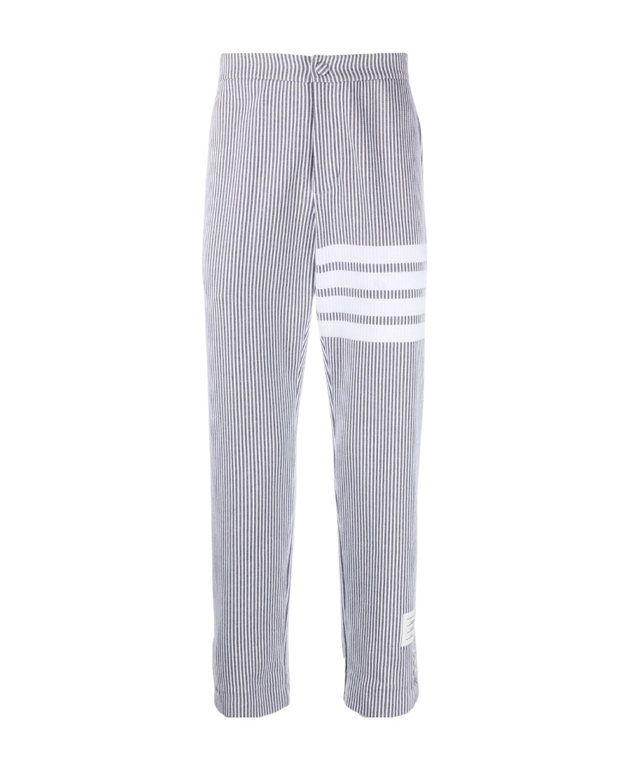 Thom Browne 4-bar Seersucker Tailored Trousers In White