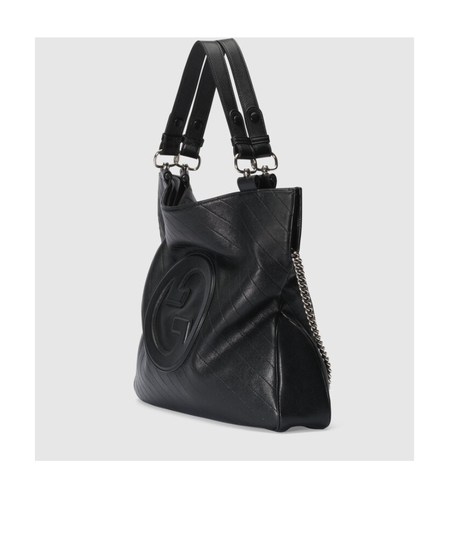 Gucci Interlocking G Leather Tote Bag In Black
