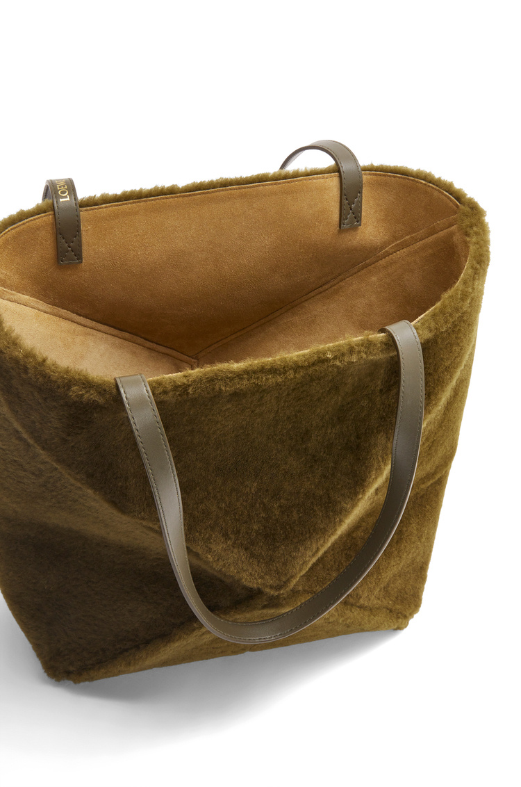 Loewe Puzzle Fold Logo Handbag In Deep Khaki Green