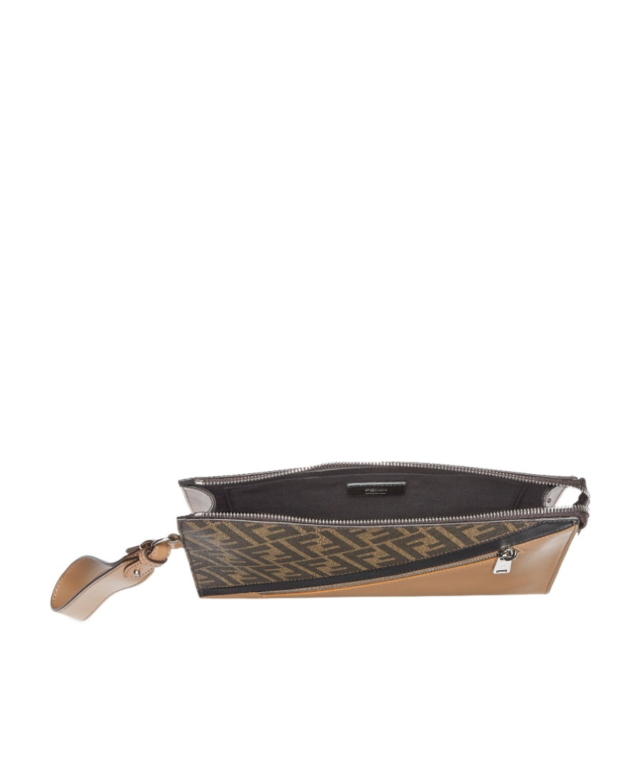 Fendi Multicolour Leather Pouch In Nude
