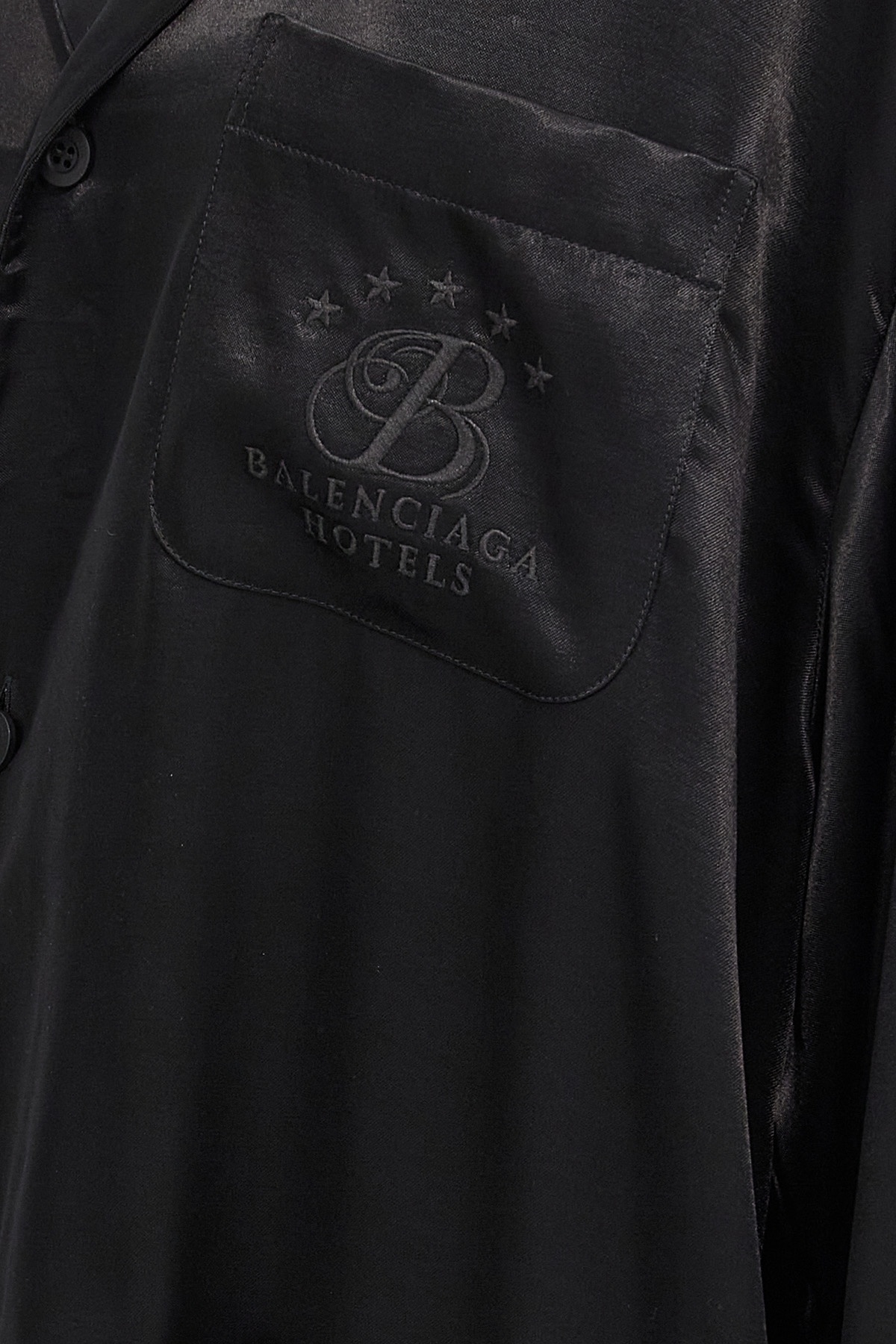 Balenciaga Shirt Embroidery Chest Pocket Long Sleeves In Black