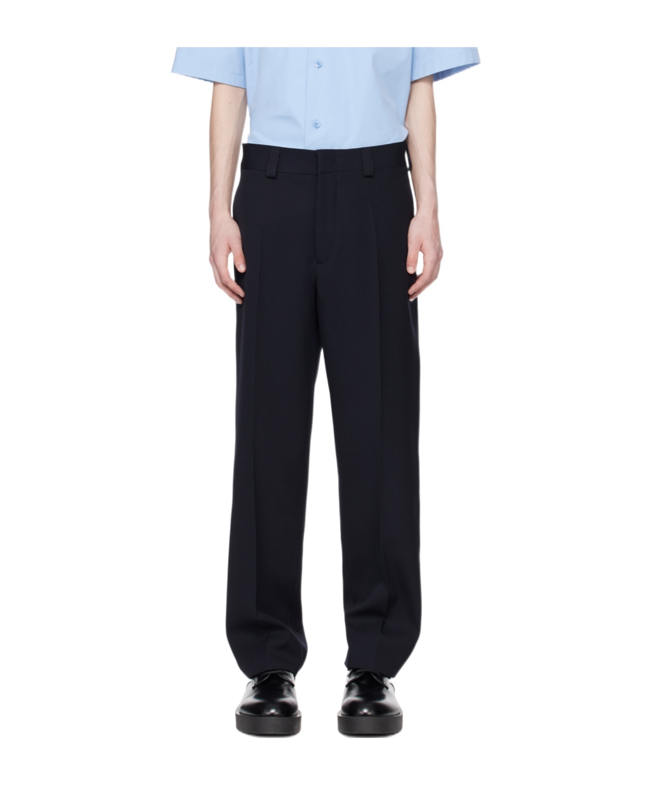Jil Sander Wool Logo Cuffed Trousers In Black