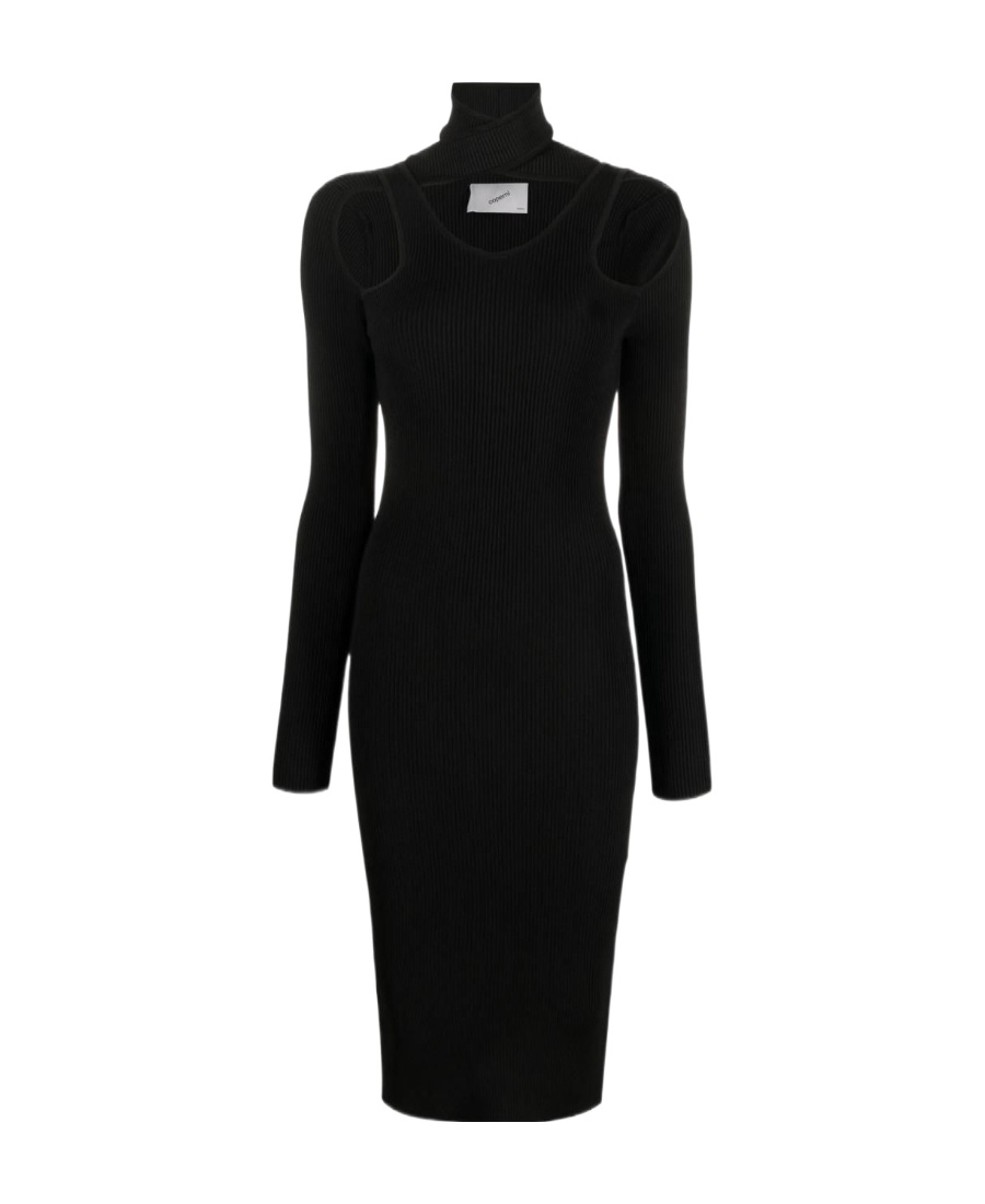 Shop Coperni Cut-out Ribbed-knitted Dress In Black