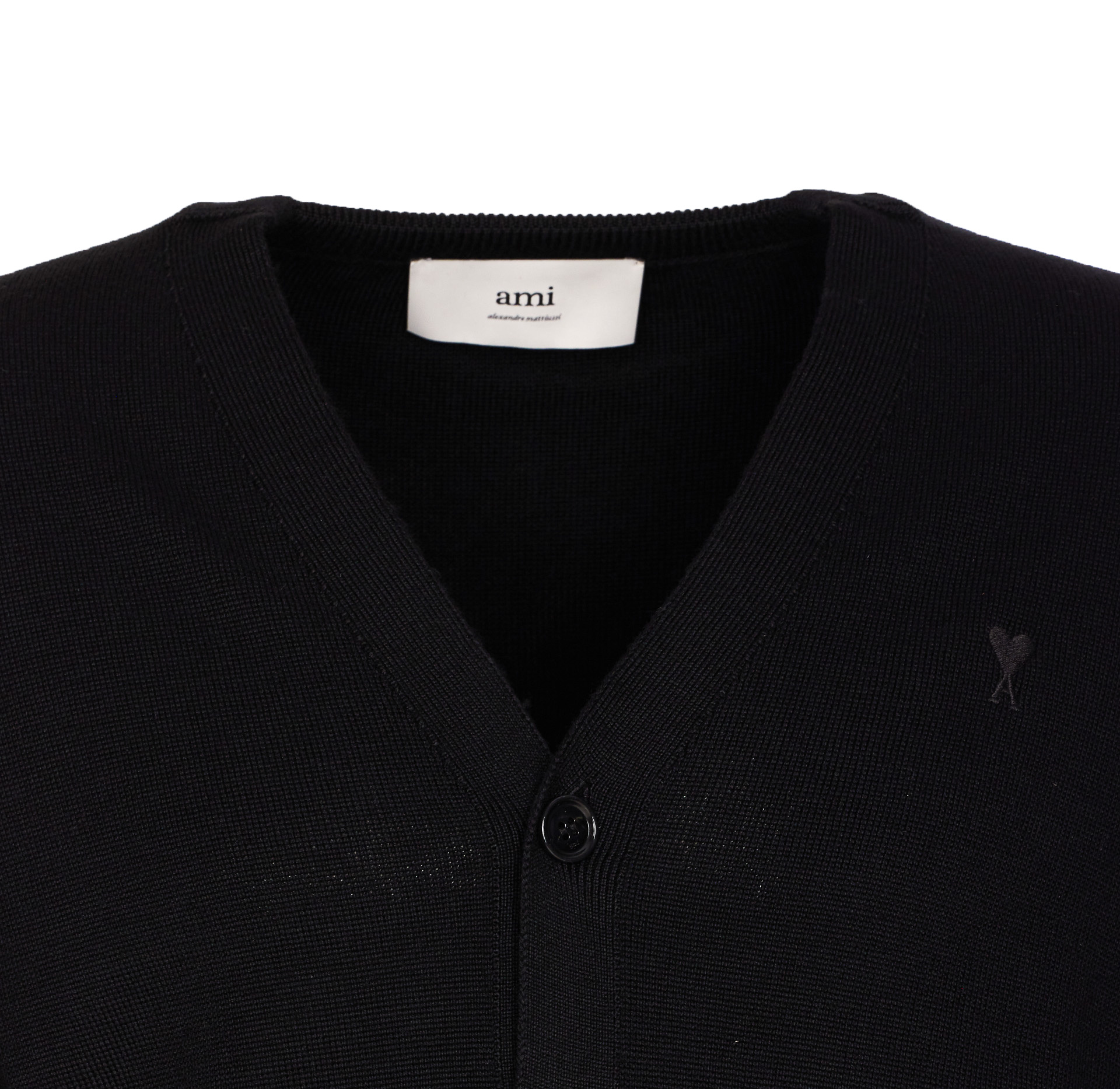 Ami Alexandre Mattiussi V-neckline Cardigan With Ribbed Cuffs And Hem In Black