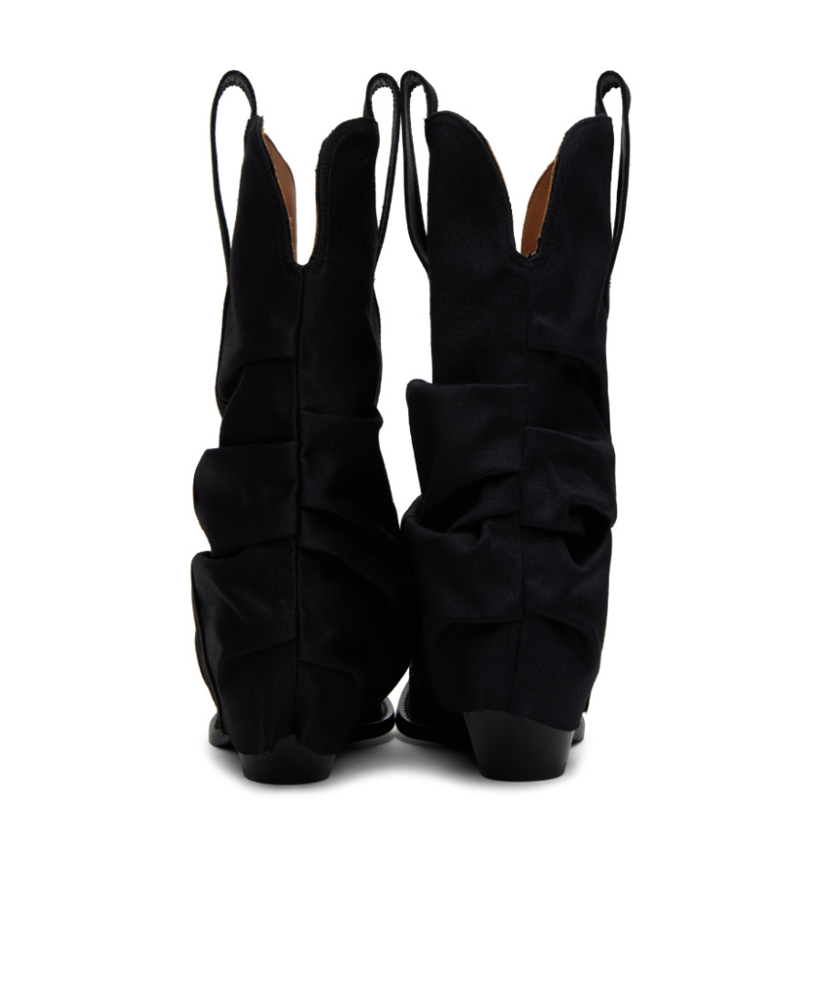 R13 Chunky Sleeve Cowboy High-heeled Boots In Black