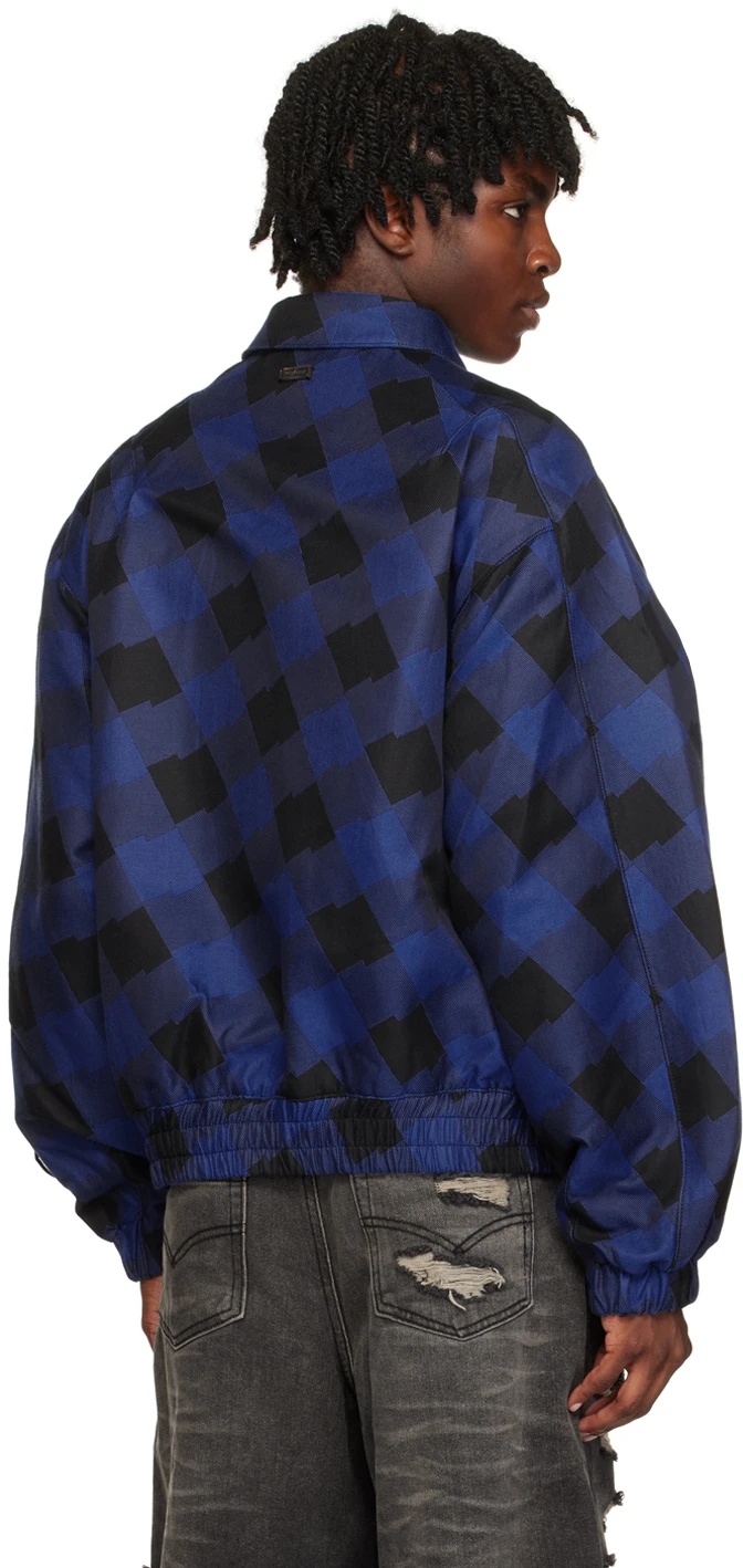 Ader Error Lapel Geometric Pattern Casual Jacket In Blue