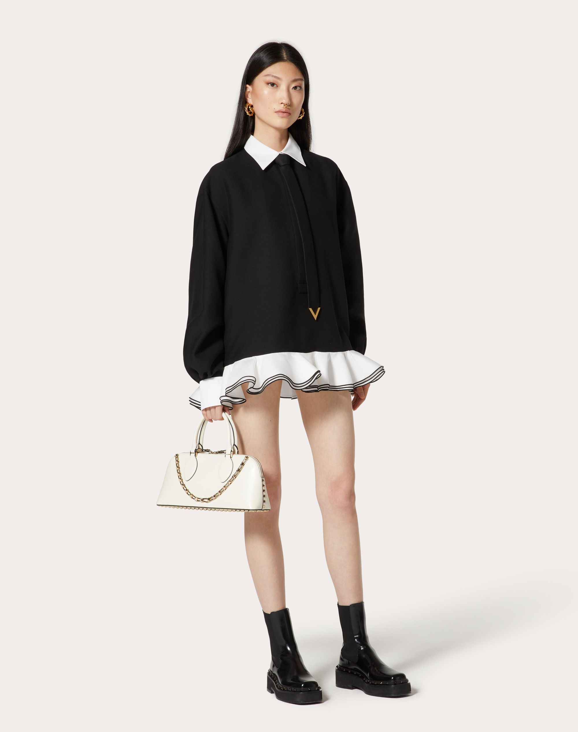 Valentino Rockstud-embellished Leather Tote Bag In White