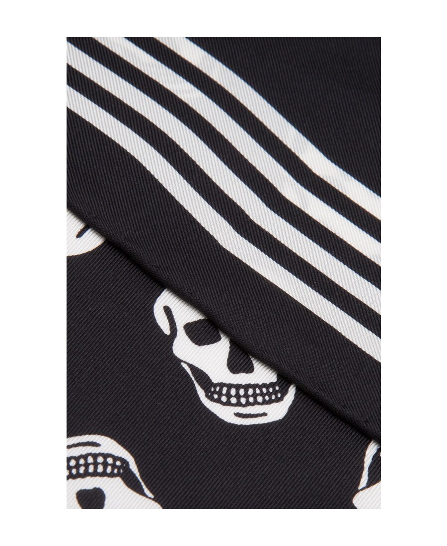 Alexander Mcqueen Men's Skull Printed Raffia Scarf In Black