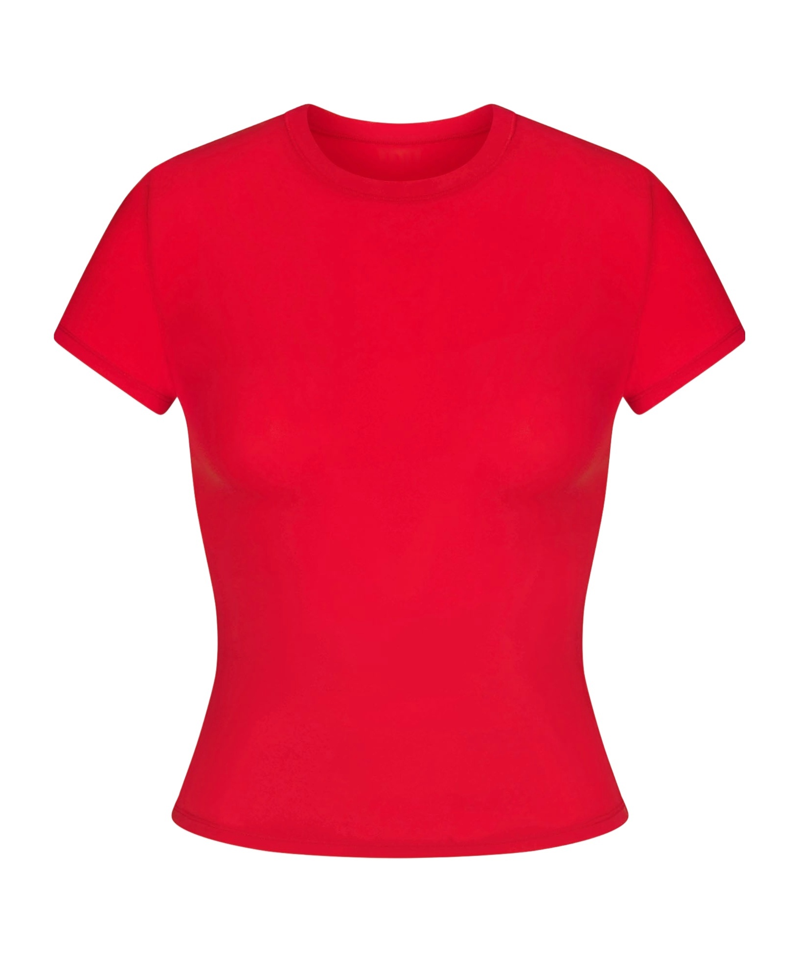 Skims Round Neck Short Sleeve T-shirt In Cherry Color