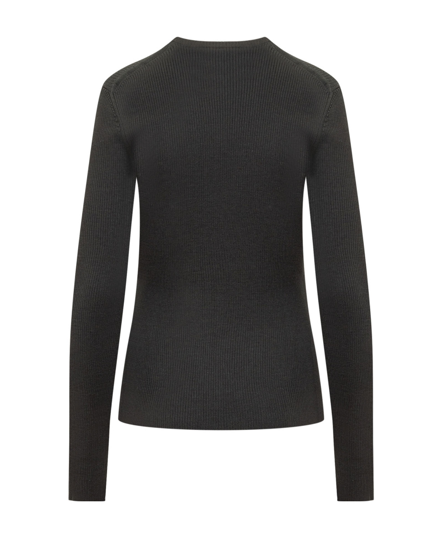 Jil Sander Logo-patch Ribbed-knit Jumper In Black