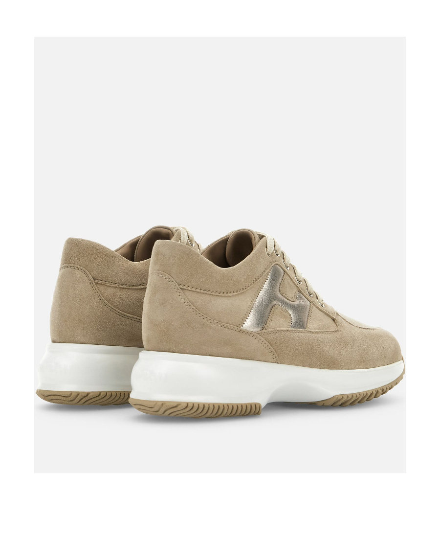 Hogan Metallic-detailing Suede Sneakers In Nude