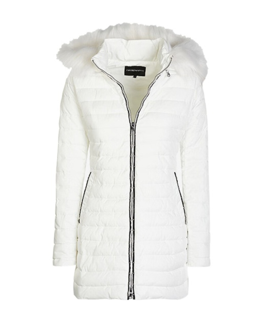 Shop Emporio Armani Logo Hooded Cotton-padded Jacket In White