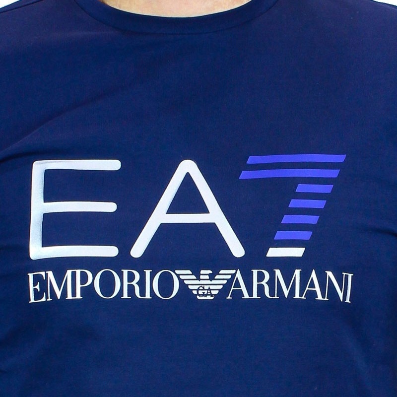 EA7 NAVY BLUE ROUND-NECKED T-SHIRT