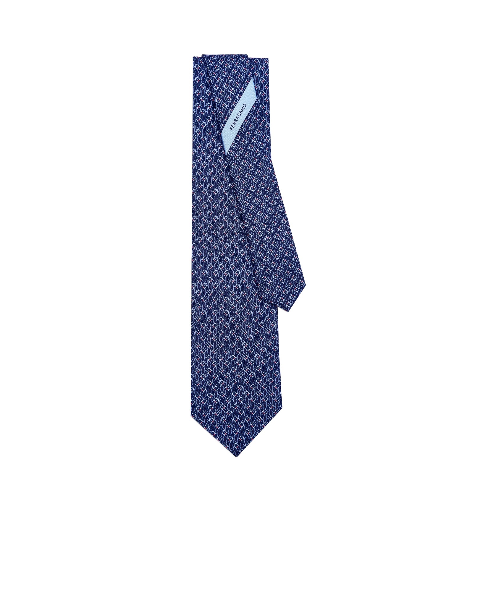 Ferragamo Salvatore  Tetris-printed Pointed-tip Tie In Blue