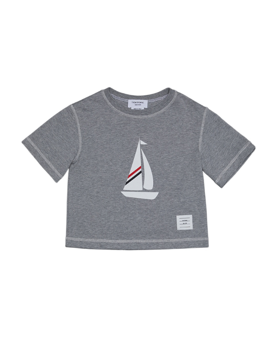 Thom Browne Graphic-print T-shirt In Gray