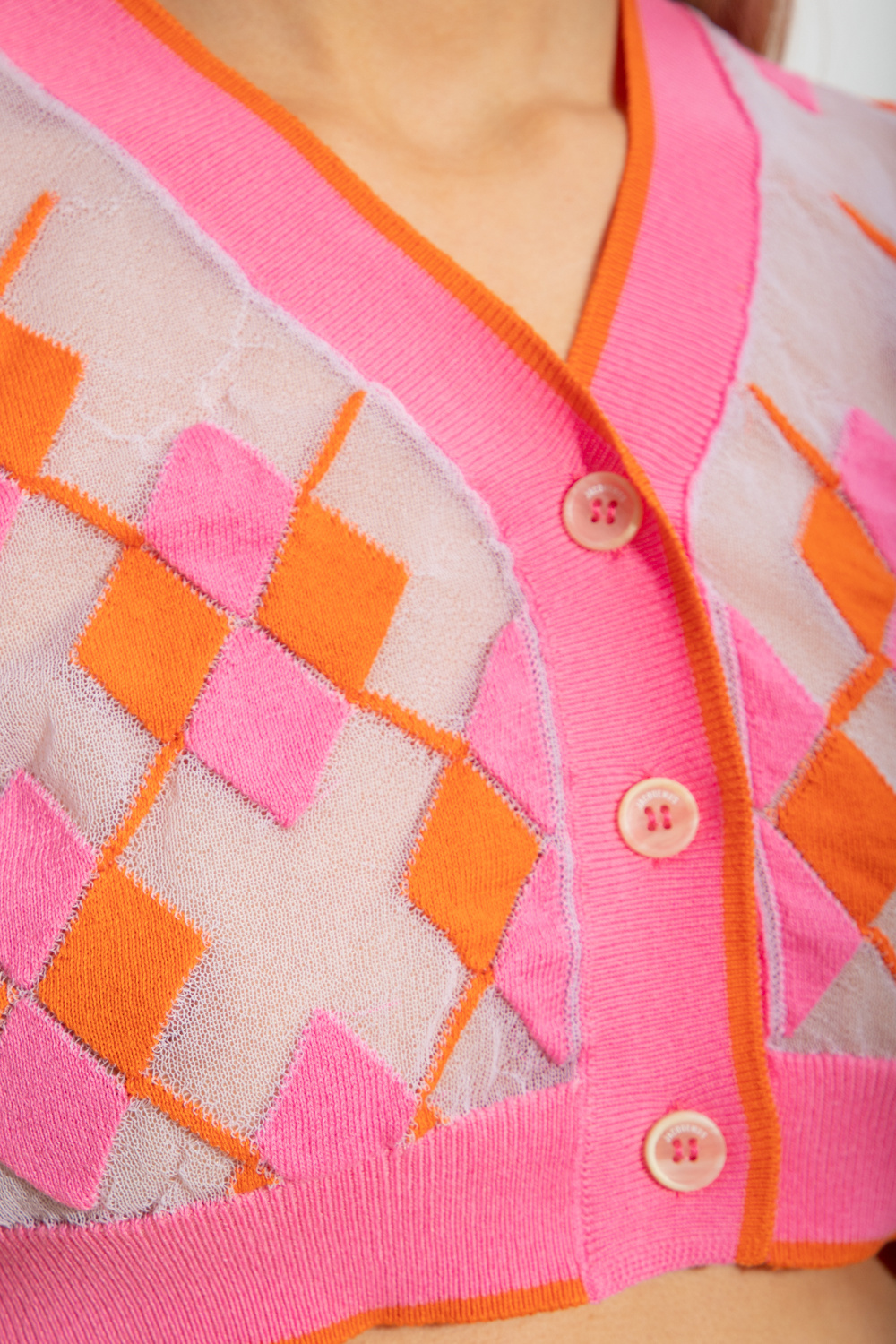 Jacquemus Argyle-check-pattern Cropped Top In Pink