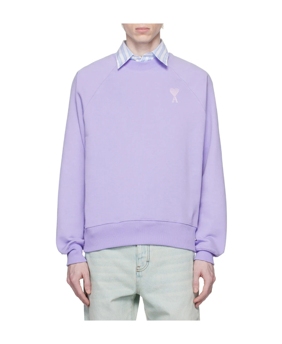 Ami Alexandre Mattiussi Ami De C Ur Round Neck Sweater In Purple