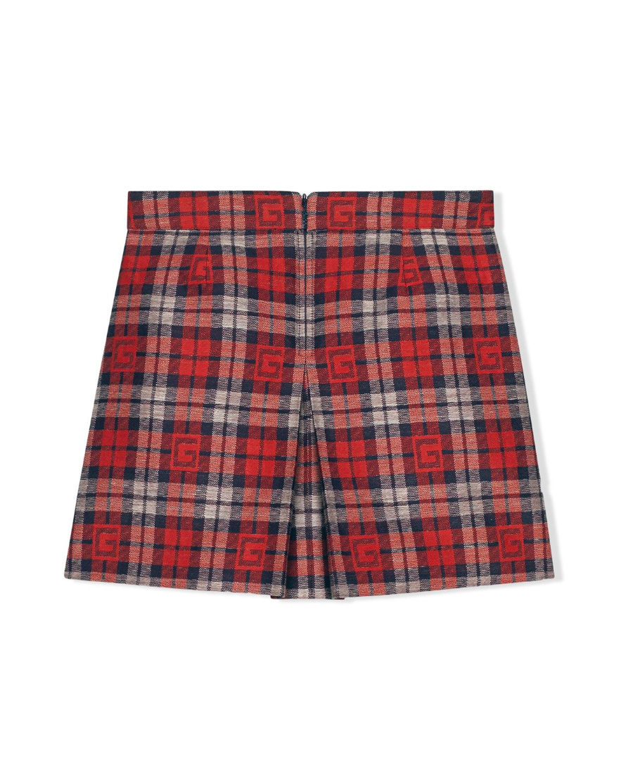 Gucci Square G Check Skirt In Red