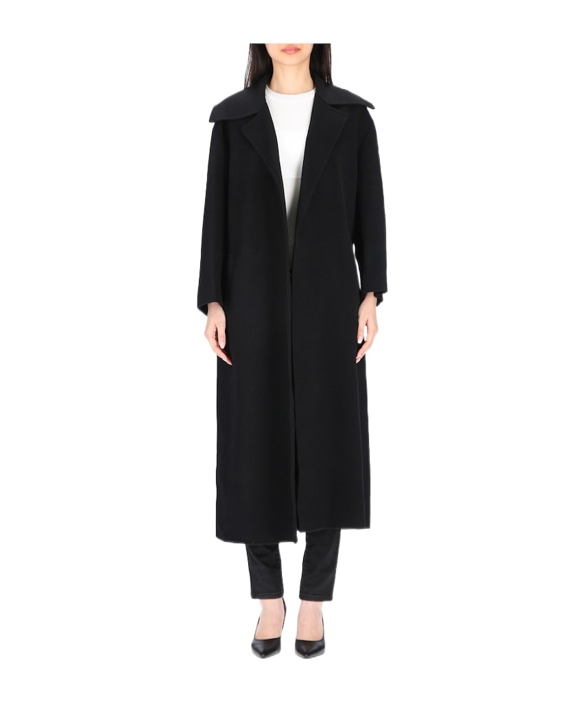 Max Mara Long-sleeved Lace-up Coat In Black