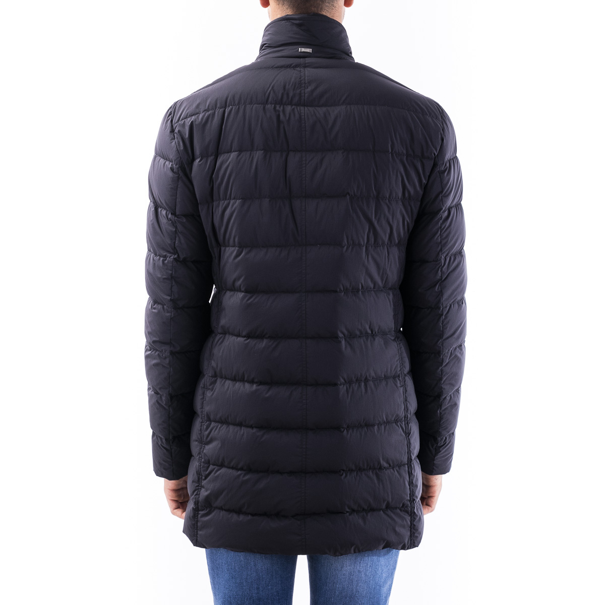 Herno Feather Coat With Legend Line Pi007ule19288 9460 In Black