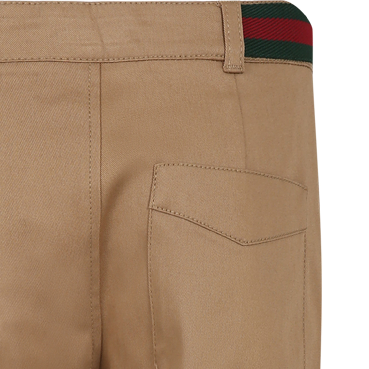 Gucci Web Stripe Cotton Trousers In Nude