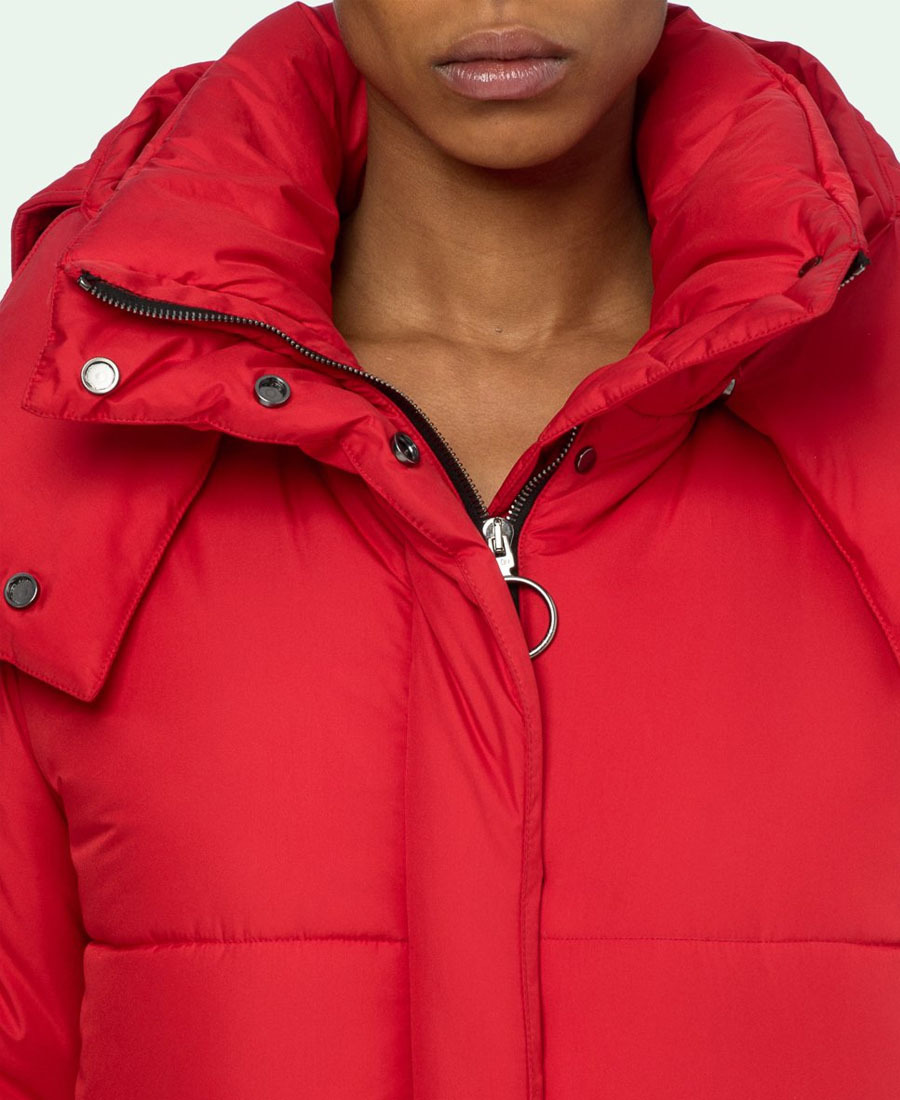 Off-white Cropped Padded Coat In Red