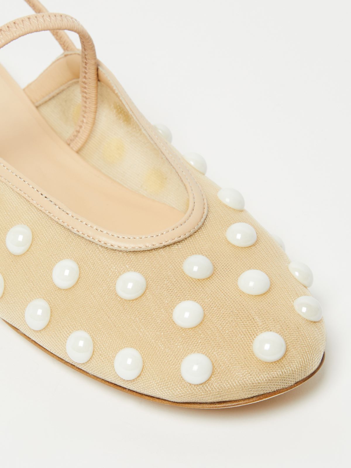 Weekend Max Mara Pearl-embellished Slingback Flats In Nude