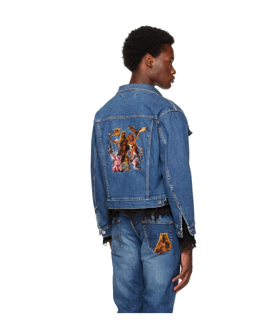 Doublet Blue Embroidered Denim Jacket In Blue