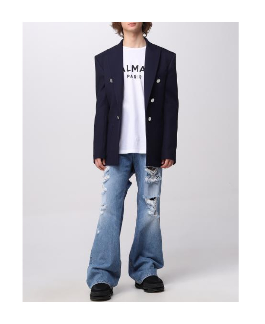 Balmain Button-detailed Wool Blazer In Black
