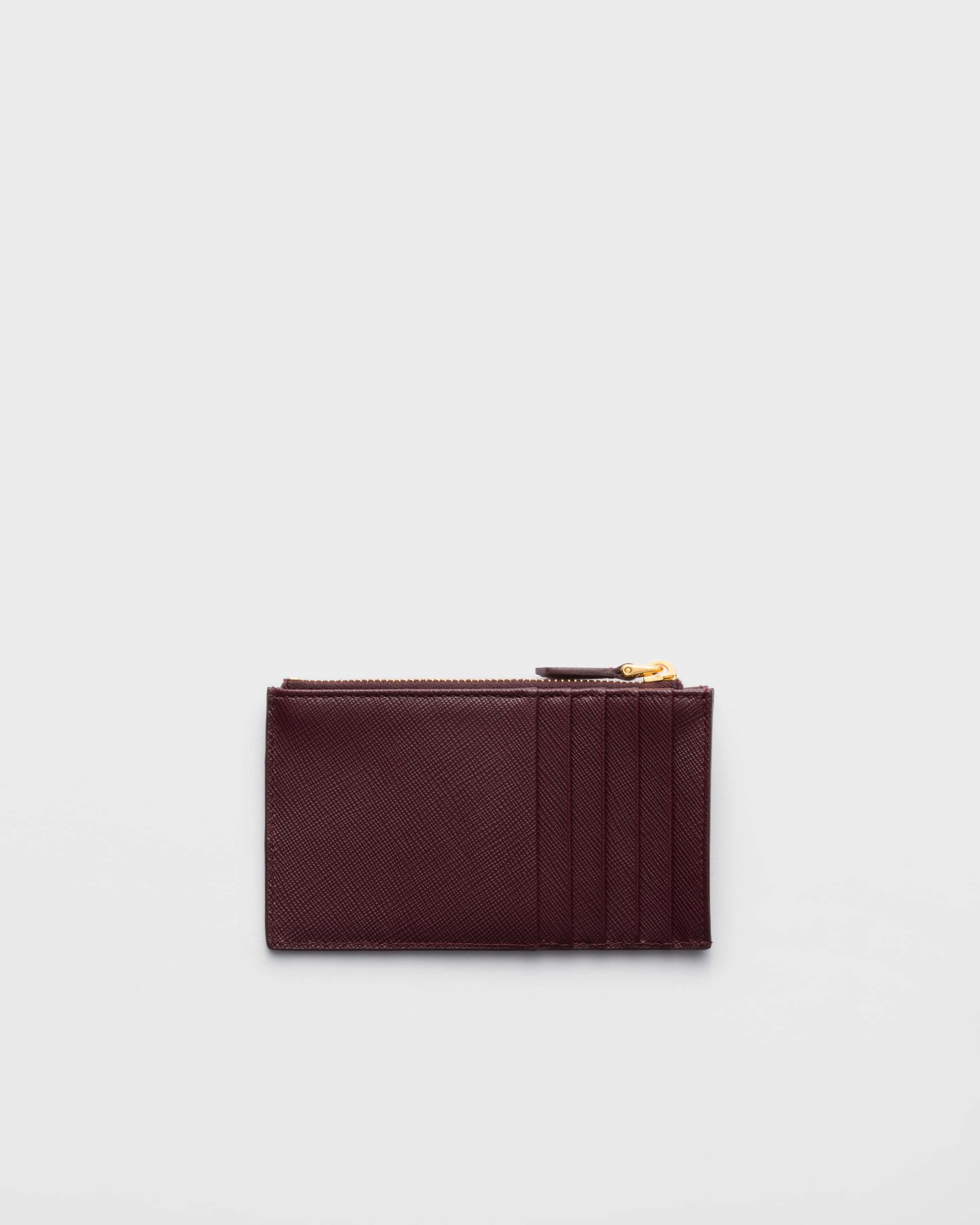 Prada Saffiano Leather Cardholder In Burgundy