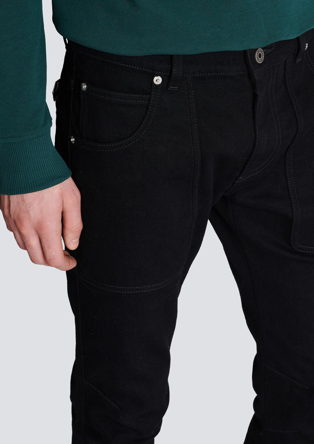 Shop Balmain Slim-fit Denim Jeans In Black
