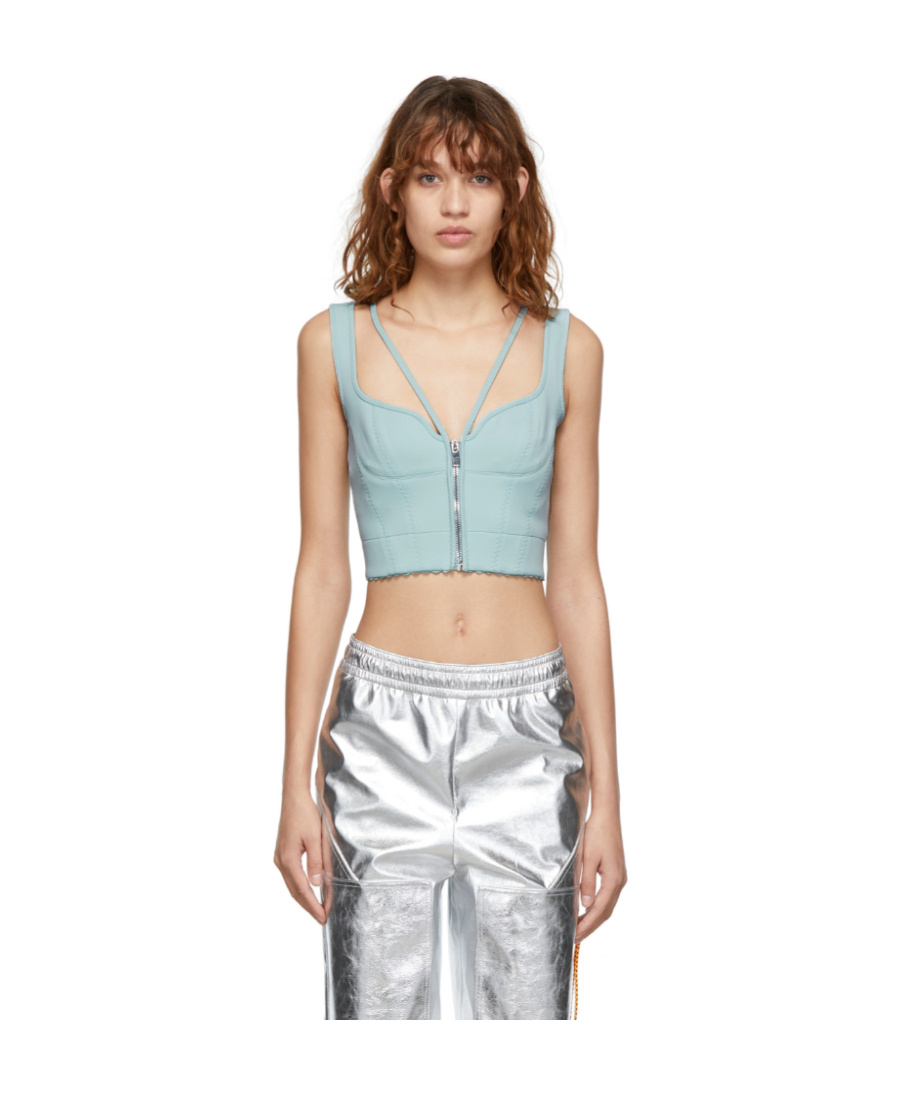 Stella Mccartney Scuba Zip Corset Top In Gray