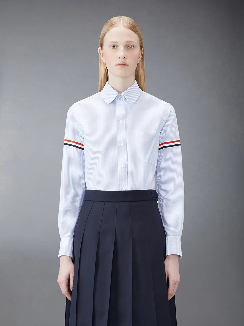 Thom Browne Grosgrain Armband Oxford Shirt In White