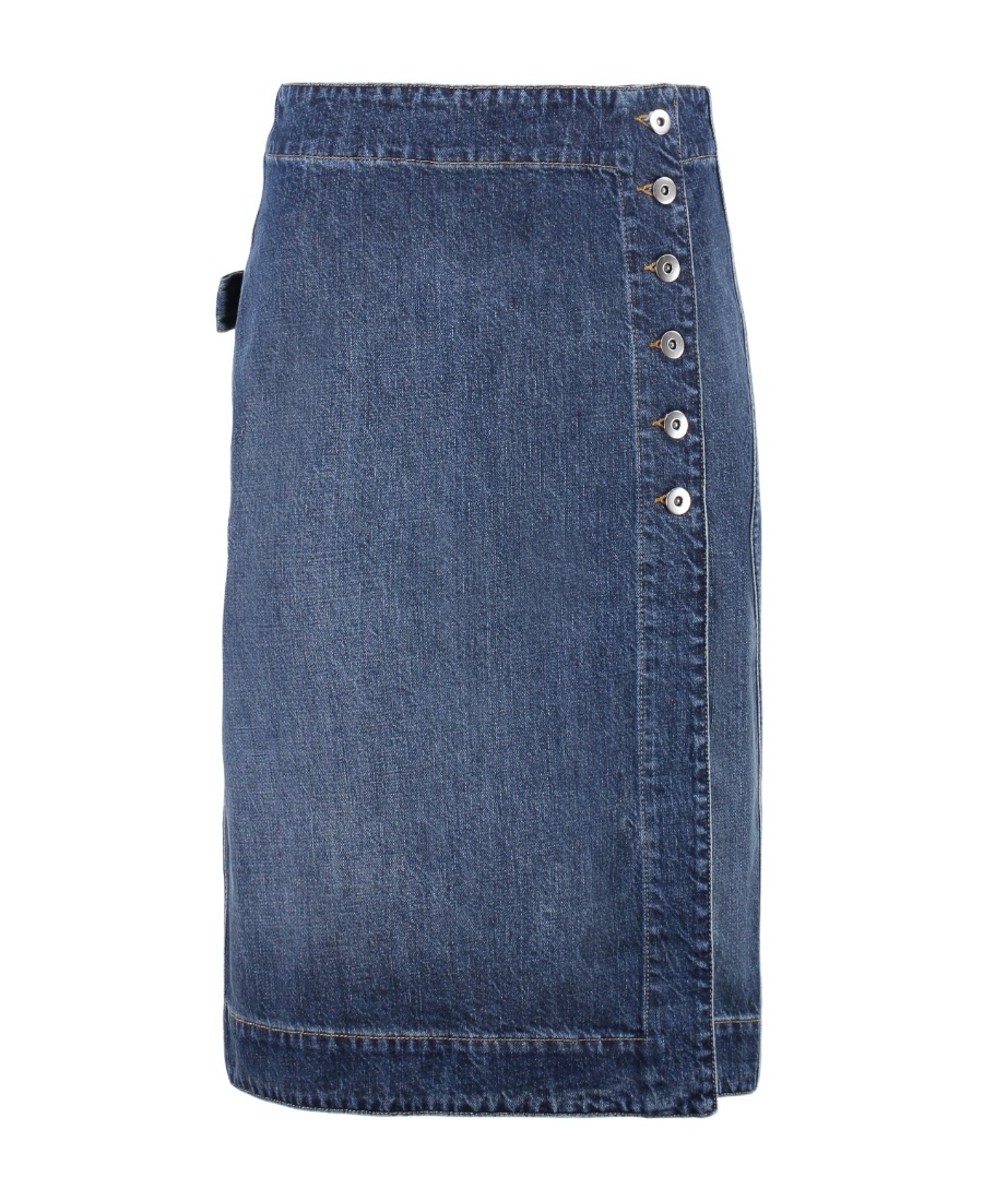 Bottega Veneta Knee-length Buttoned Denim Skirt In Blue