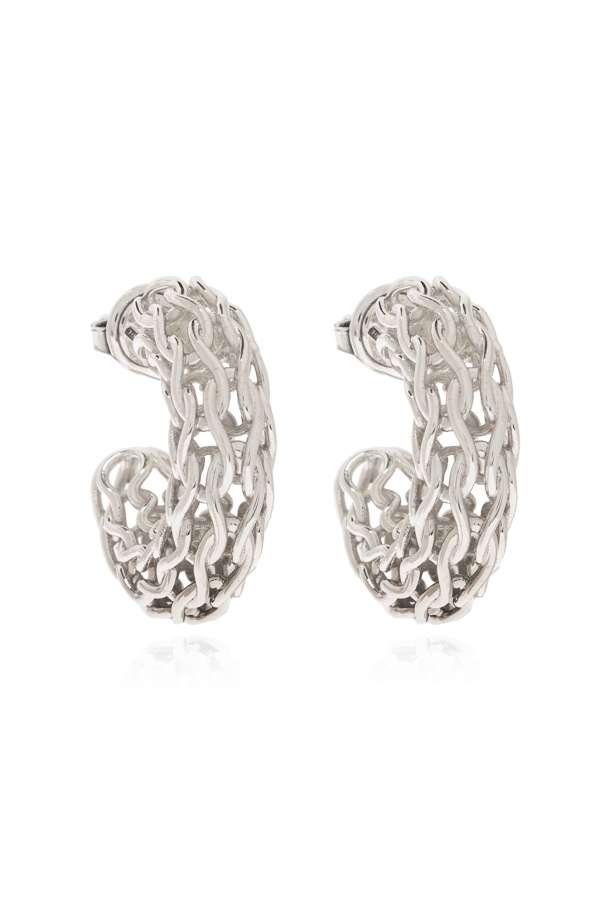 Bottega Veneta Hollow-out Design Earrings In White