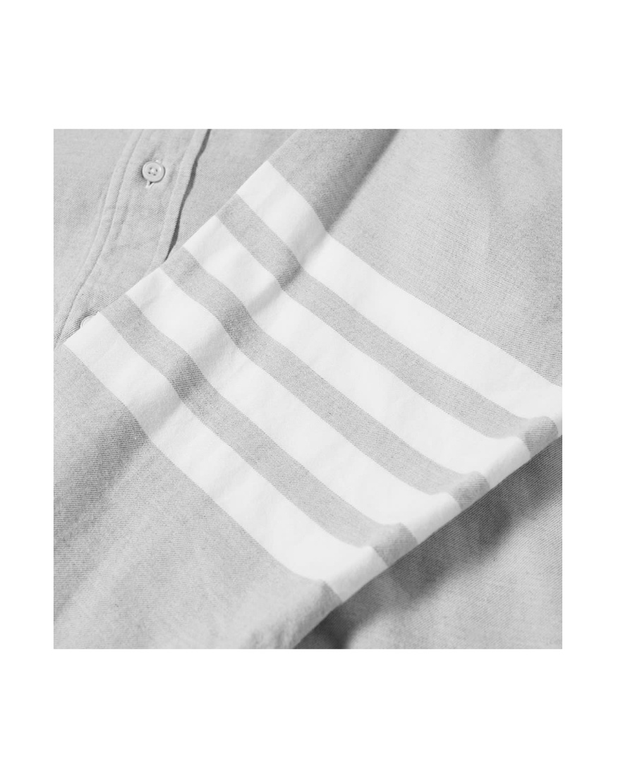 Thom Browne Classic Button-down Long-sleeve Shirt With Three-stripe Detail In Gray