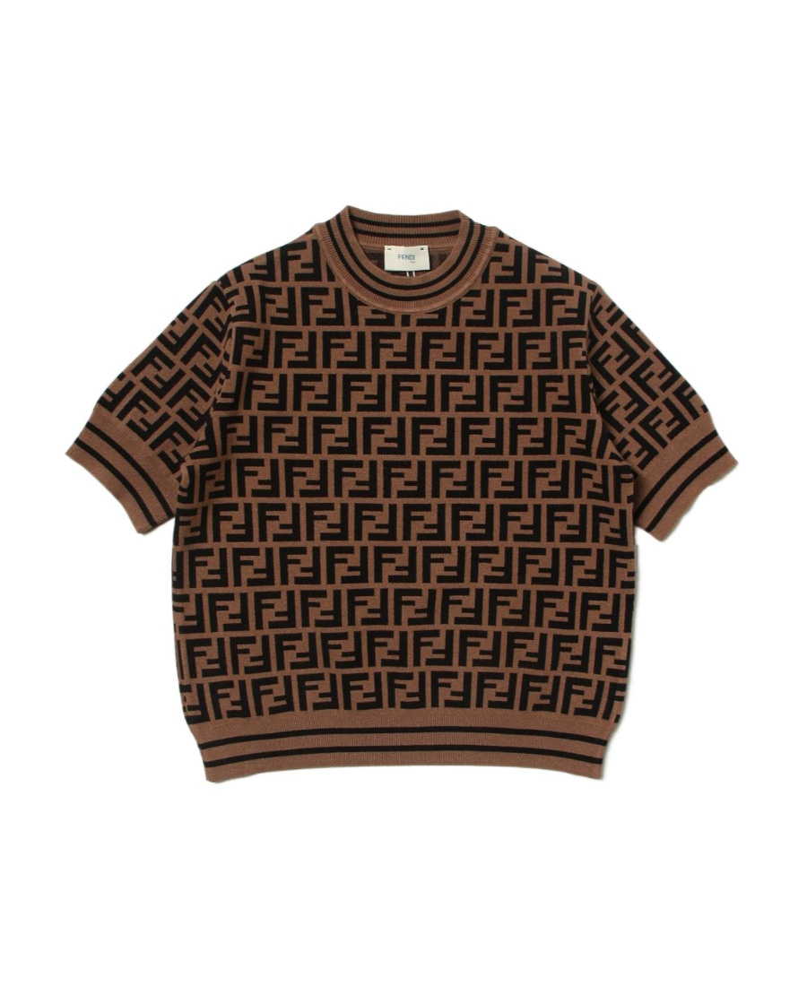 Fendi Ff Monogram-logo Knitted Top In Black