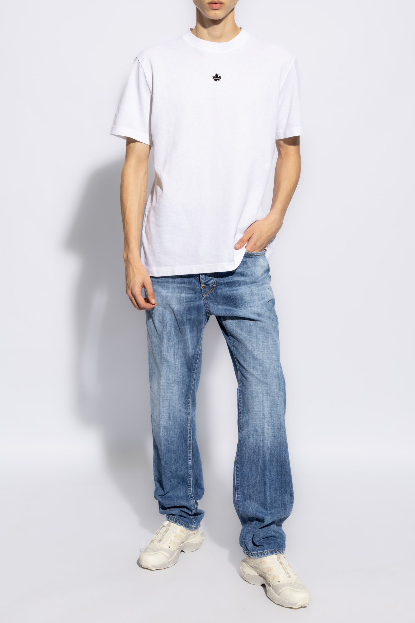 Shop Dsquared2 Logo-appliquéd Cotton T-shirt In White
