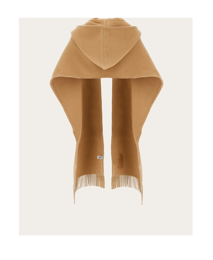 Ferragamo Wool And Cashmere Hooded Scarf In Nude
