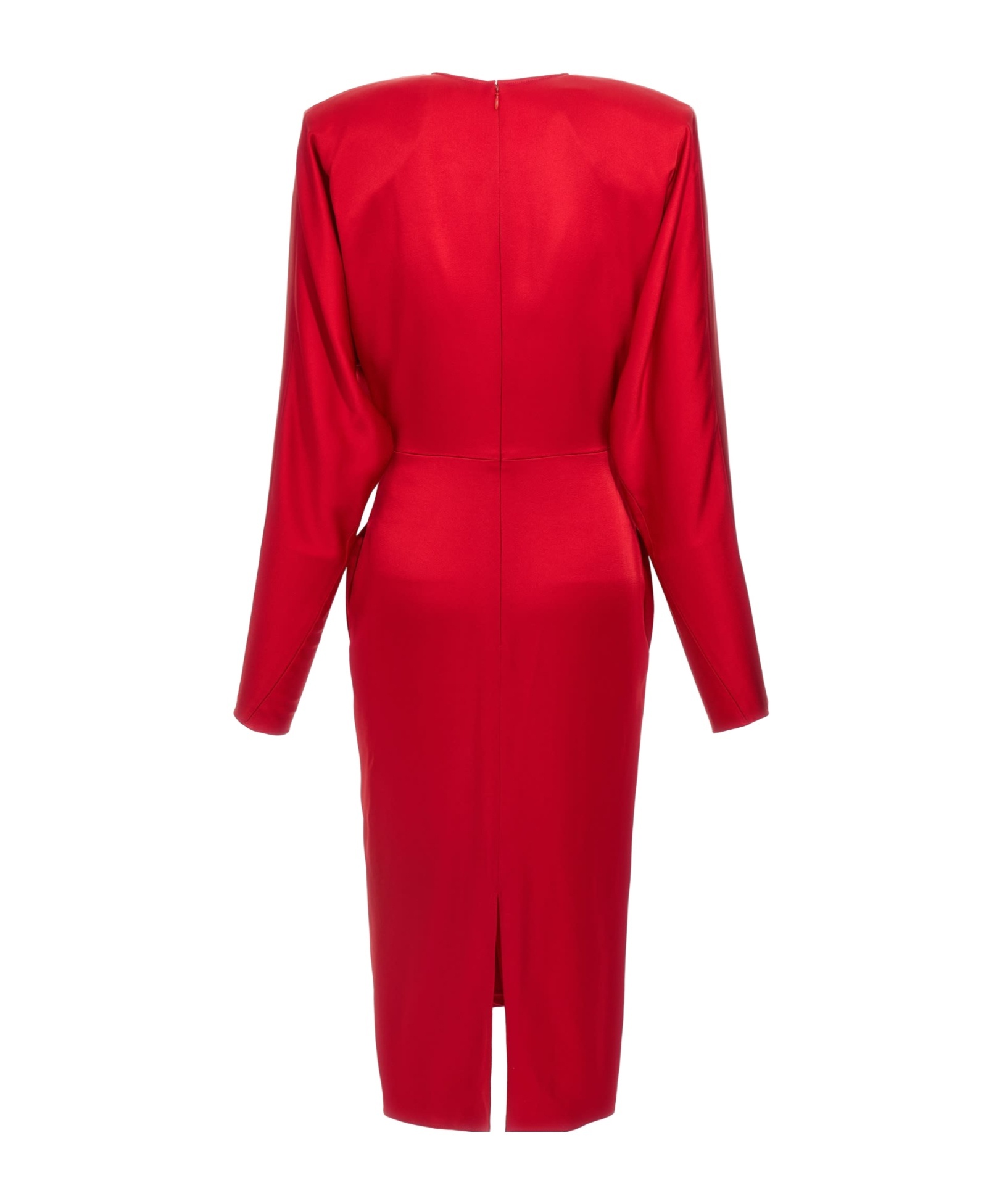 Stella Mccartney Satin Midi Dress Draped Front In Red