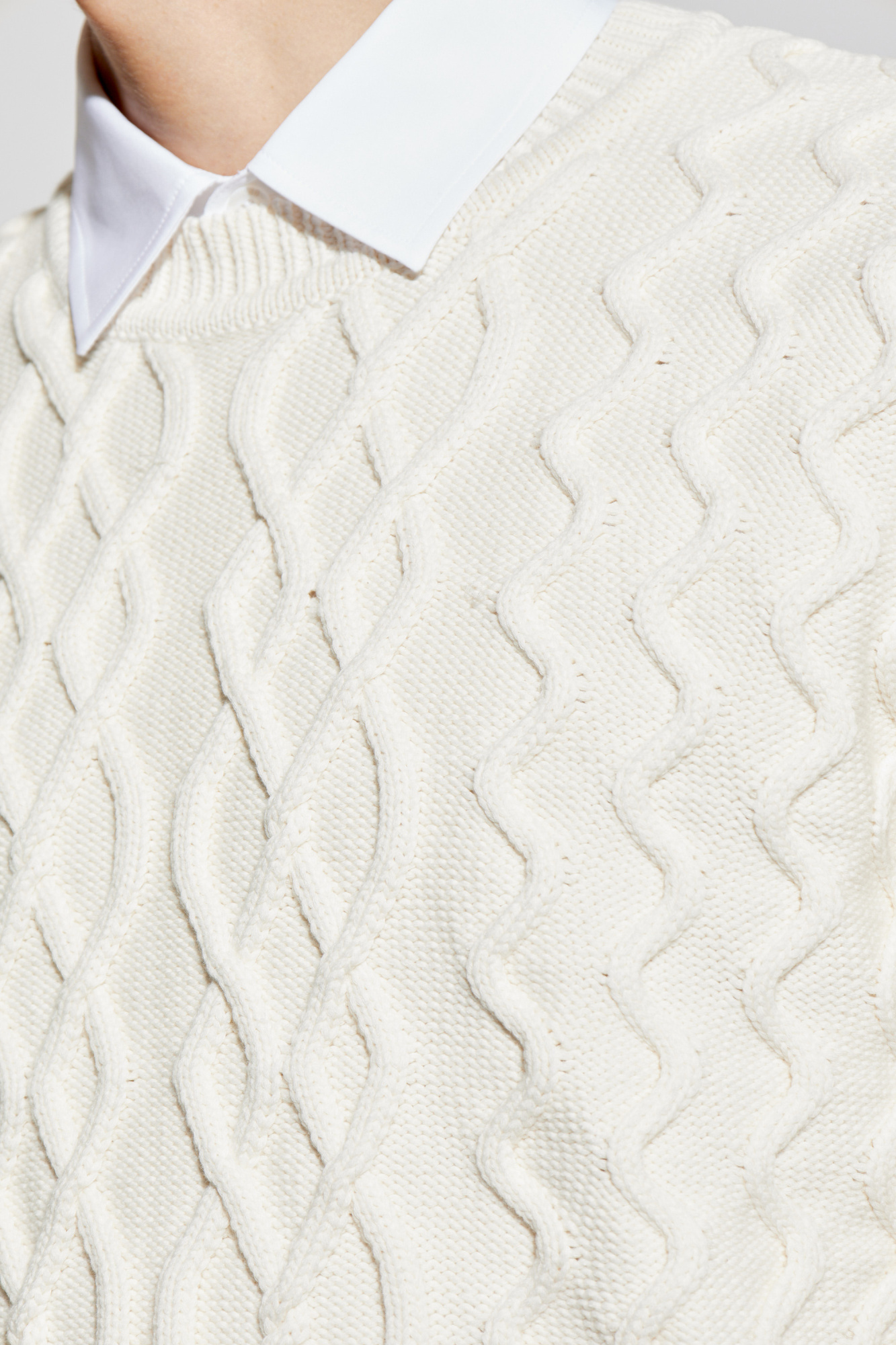 Moschino Crewneck Knitted Sweater In White