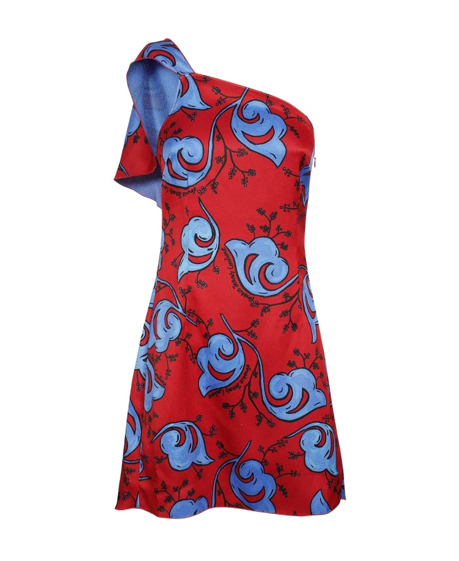 VERSACE JEANS VERSACE JEANS COUTURE FLORAL-PRINTED ASYMMETRICAL MINI DRESS