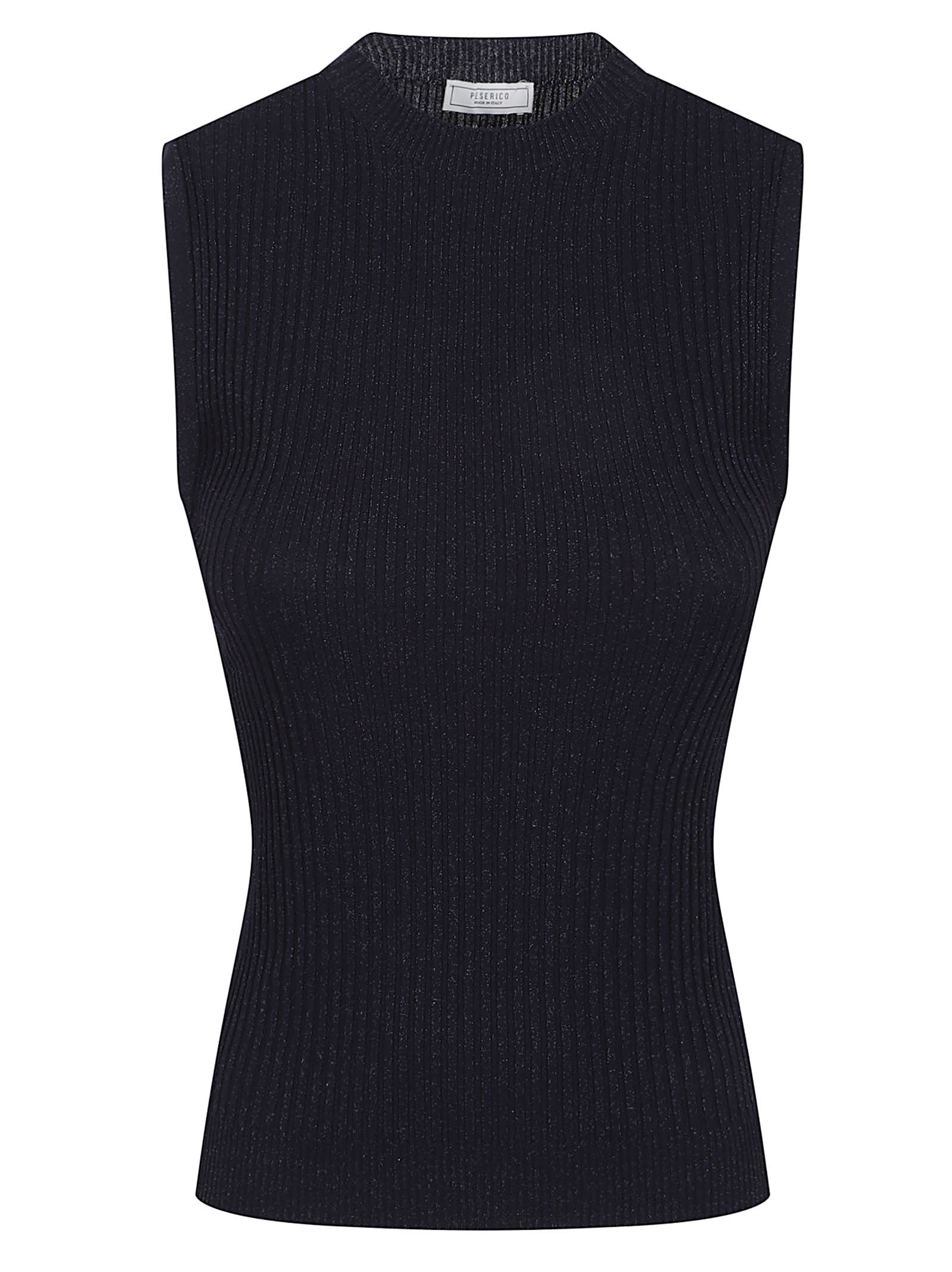 Peserico Textured Sleeveless Knit Top Shine In Black