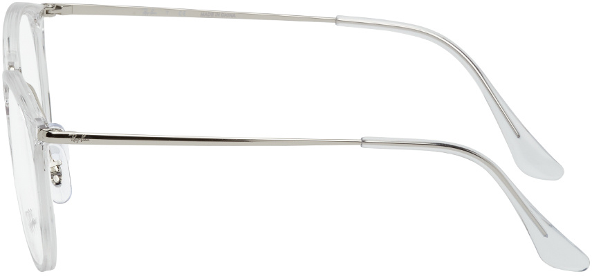 Ray Ban Transparent Geometric Frame Flat Mirror In White