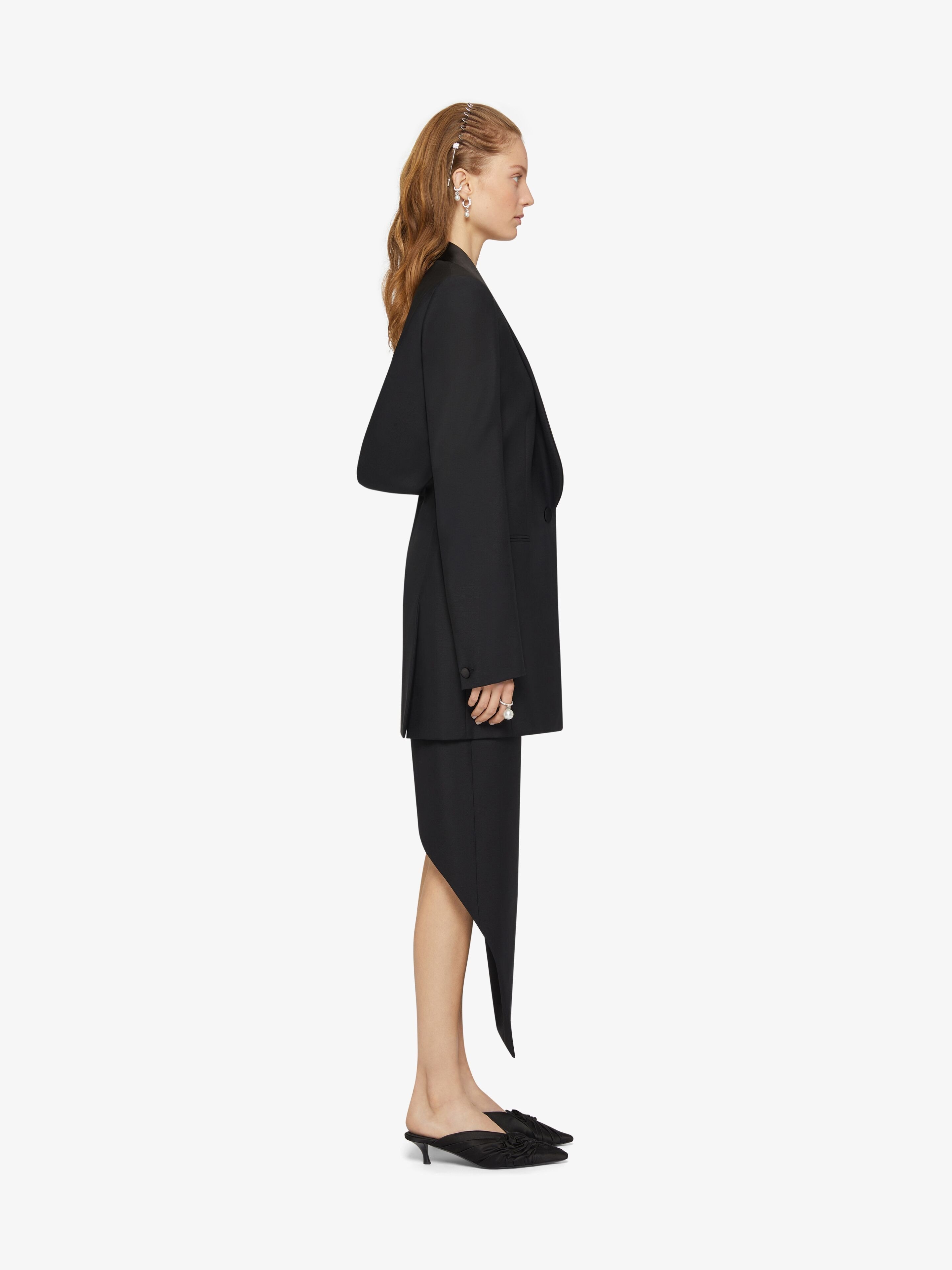 Givenchy Wool-mohair Draped Blazer In Black