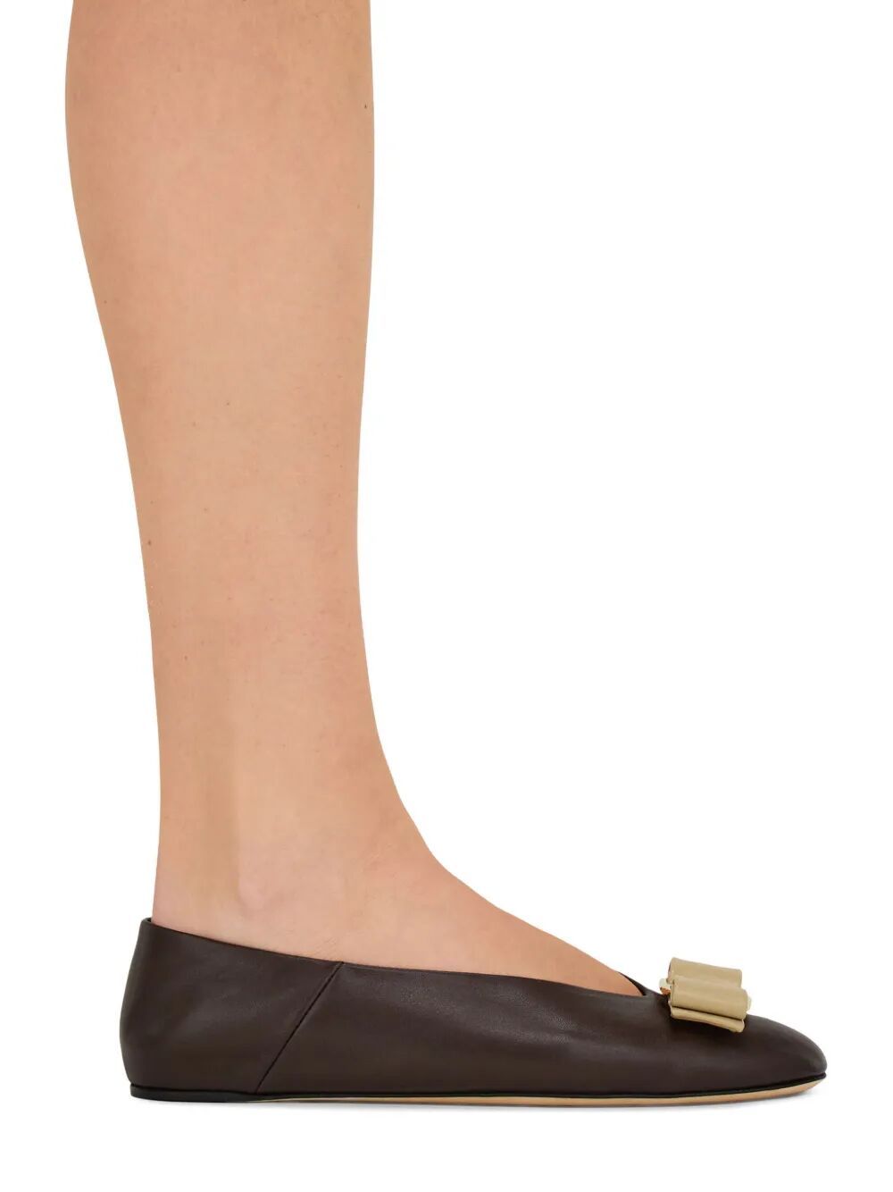 Ferragamo Vara Bow-detail Ballet Flats In Testa Di Moro