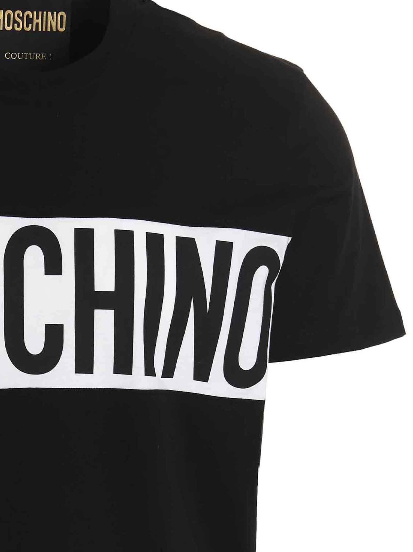 Moschino Black Logo Panel T-shirt In Black