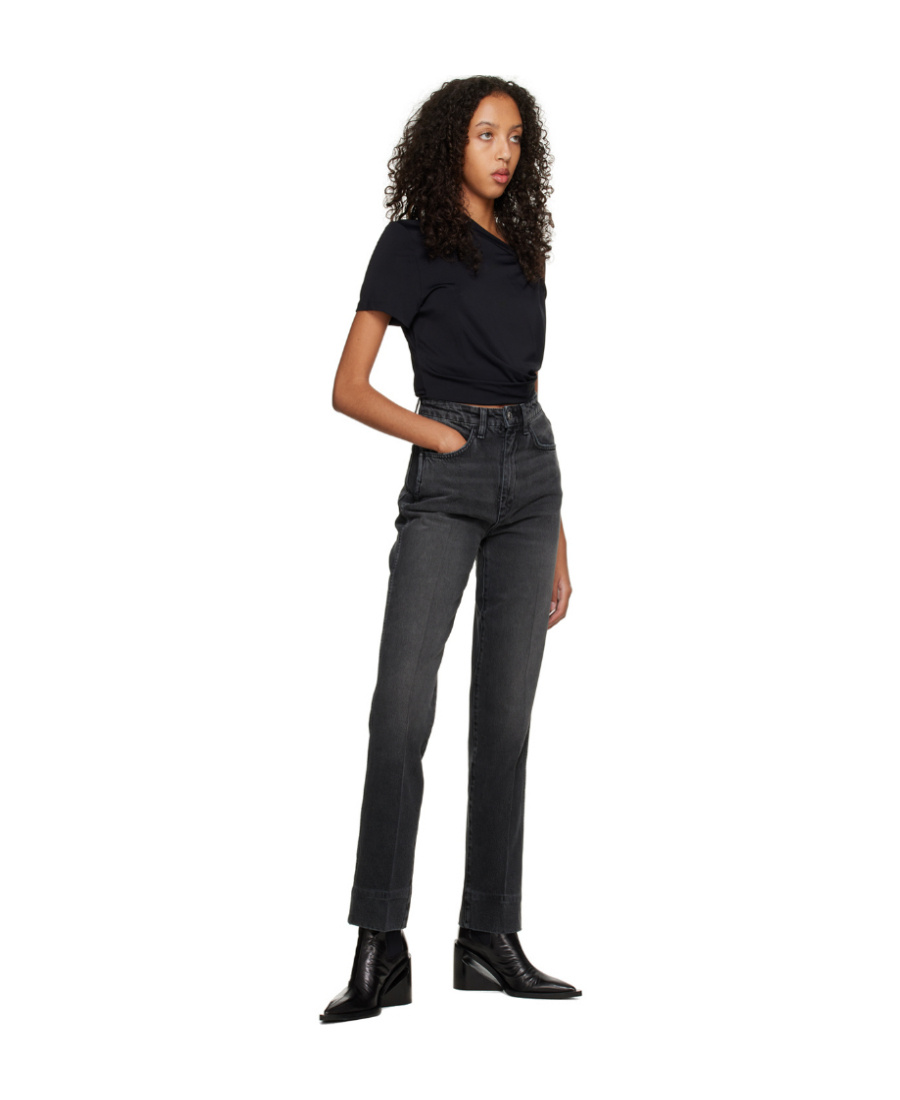 Shop Re/done 70s High-waisted Straight-leg Jeans In Black