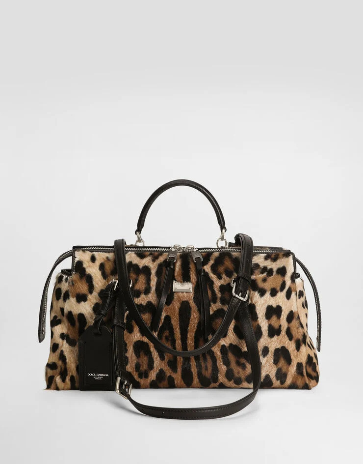 Dolce & Gabbana Leo-print Vittoria Bag In Brown
