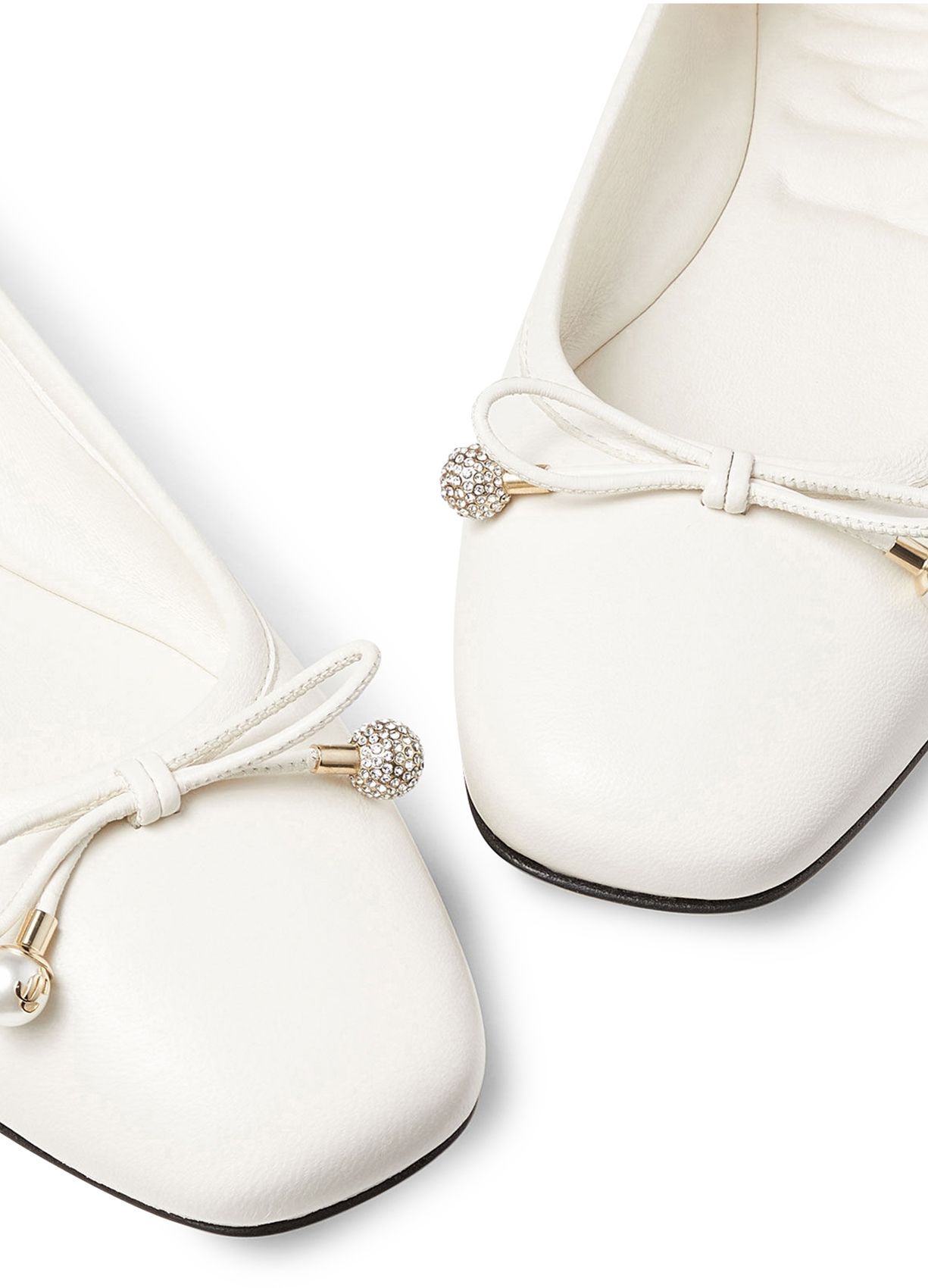 Jimmy Choo Elme Embellished Leather Ballet Flats In White